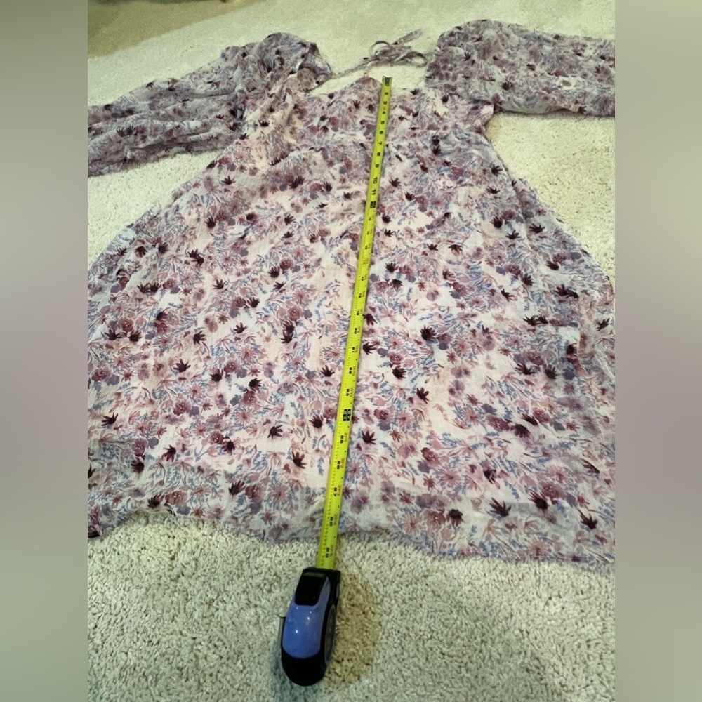 Lucy Paris Purple Floral Bohemian Long Sleeve Mini Sundress Size Medium - Picture 5 of 7
